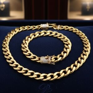 *NEW!* 2 Piece Set - 14MM 18K Cuban Chain & Bracelet